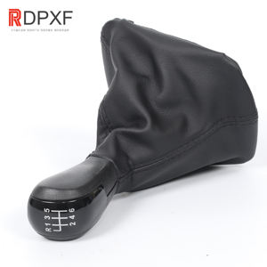 Pommeau de levier de vitesse en cuir à 5 vitesses de sortie d'usine pommeau de levier de vitesse <span class=keywords><strong>manuel</strong></span> avec couvercle de botte en cuir pour <span class=keywords><strong>Skoda</strong></span> <span class=keywords><strong>Fabia</strong></span> II 0008 - Product Image 1