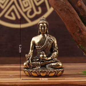 Estatua de Buda de Latón, 2 Piezas, Figura de Buda Medicina Sentado, Adorno de Escritorio, Decoración Religiosa para el Hogar o Templo - Product Image 4