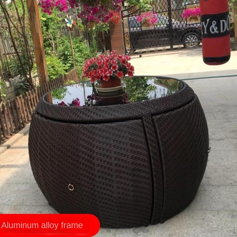 Mesa y silla tipo tambor color café [aleación de aluminio y magnesio