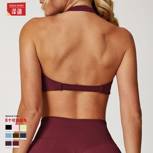 Zechuang Sujetador deportivo de yoga para mujer, cuello halter, transpirable, nailon, elastano, top deportivo para fitness al aire libre, correr 8503 - Product Image 3