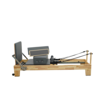 2026 Mini Equipo de Pilates Reformer Clásico de Madera con Barra de Pie Ajustable y Resorte Reforzado, Estilo Athleisure de Moda, con Caja