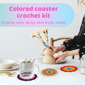 Kit de <span class=keywords><strong>Ganchillo</strong></span> Creativo para Hacer Posavasos de Cuatro Colores, Hecho a Mano para Principiantes, Tutoriales en Video en Inglés, Regalo de Cumpleaños, Decoración del Hogar - Product Image 2