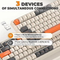 Clavier mécanique sans fil K96, double mode 2.4G BT5.0, récepteur 2 en 1, interrupteurs rouges interchangeables à chaud, pavé pour PC et smartphone