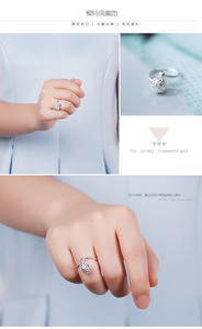 Bagues ouvert avec boules en argent sterling 925 pour femme, bijoux anti-allergie, à la mode, 2022 - Product Image 6