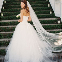 Voile de Mariée Long Élégant et Classique de Cathédrale, en Tulle Doux Exquis avec Peigne pour Accessoires de Cheveux de Mariée, Vente en Gros
