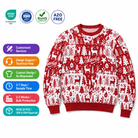 Pull de Noël surdimensionné personnalisé en tricot rouge à motif de personnage, à manches longues, anti-boulochage, pour homme