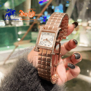 Montre à quartz H Brand pour femme, style dessin animé, luxe antique, bracelet rectangulaire en acier inoxydable 16 mm, étanche, alliage Ronda - Product Image 2