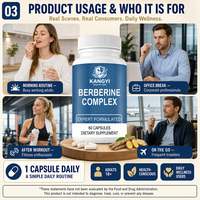 Capsules de complexe de berbérine 195 mg HCL avec extrait de thé vert, cannelle de Ceylan, curcumine, mélange de 8 plantes, 60 gélules, OEM