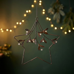 Guirnalda Decorativa de Estrella de Metal Rústica, Adorno Navideño Hecho a Mano, Sin Iluminación - Product Image 3