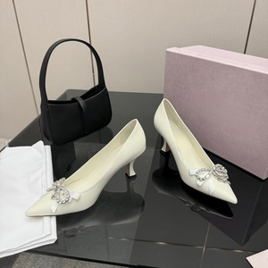 Jimmy Women's Slip On Mid Heel <b>Shoes</b> with Crystal Bow Pointed Toe Pumps for Prom and Cocktail Parties Chooing - Product Image 4