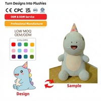 Fabricant de jouets en peluche personnalisés OEM/ODM, dinosaures en peluche avec chapeau de fête, souvenirs du Musée d'histoire naturelle, jouets en peluche sur mesure, faible MOQ