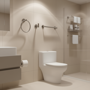 Bathroom Hardware Set Stainless Steel Wall Mounted Minimalist Design 6 6.9in <b>Round</b> <b>Brushed</b> Finish - Product Image 2