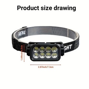 ไฟหน้าแบบ LED 8 ดวง ชาร์จ USB ได้ แสงสีขาว สำหรับตั้งแคมป์กลางแจ้ง พกพาสะดวก แสงแรง - Product Image 4