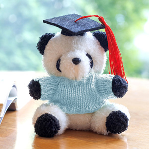 En gros 2026 Mini porte-clés en peluche Panda avec toque de graduation, mignon dessin animé, animal en peluche moelleux, breloque de sac, souvenir, cadeau - Product Image 6