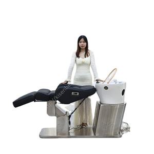 Cama de Masaje Eléctrica <span class=keywords><strong>Reclinable</strong></span> Kisen para Spa Capilar, <span class=keywords><strong>Lavacabezas</strong></span> de Lujo en Blanco, Negro, Gris y Marrón, Muebles de Salón - Product Image 1