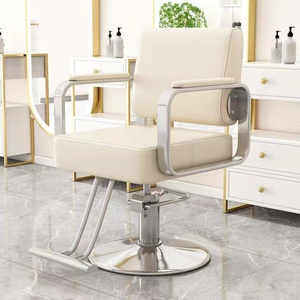Fauteuil de Barbier Moderne Hydraulique, Chaise de Coiffure Noire Rembourrée avec Cadre Métallique Doré, Mobilier de Salon de Coiffure - Product Image 4
