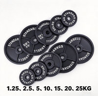 Disque de musculation en fonte Huyang 1,25 kg-25 kg, revêtement noir, 3 trous, avec poignée, pour entraînement de force à domicile, personnalisable