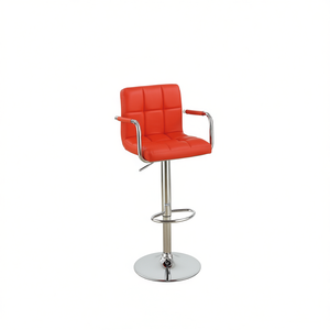 Tabouret de bar Db contemporain en similicuir rouge, base chromée réglable, design moderne pour événements, mobilier commercial - Product Image 1