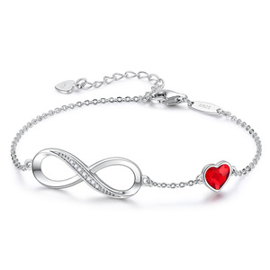 2025 nueva moda 925 corazón de plata cumpleaños circón piedra pulsera infinitos pulsera de 8 caracteres para mujeres y niñas - Product Image 5