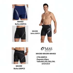 Pantaloncini Sportivi da Uomo Mas MH390 ad Asciugatura Rapida in Spandex e Nylon con Elastico in Vita e Stampa a Strisce Laterali - Product Image 1