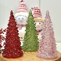 Ornement de Noël en verre avec lumières LED rouges, vertes et roses, décoration minimaliste pour la maison, pour une ambiance festive
