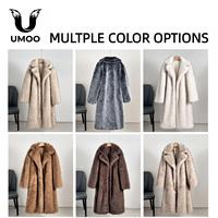 UMOO 2026 Nouveau Manteau Long en Fausse Fourrure de Renard pour Femme, Veste Épaisse en Peluche, Manteau d'Hiver Tendance Décontracté, Boutons Cachés, Vêtement d'Extérieur de Luxe