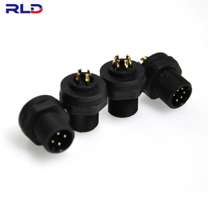 M12母或公4 6Pin线印刷电路板面板IP67防水面板安装90直角圆形灯连接器 - Product Image 3