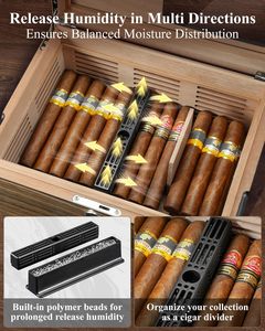 กล่องเก็บซิการ์แบบมีช่องระบายอากาศ บรรจุซิการ์ได้ <span class=keywords><strong>120</strong></span> มวน บุด้วยไม้ซีดาร์สเปน พร้อมตัวแบ่งแบบแม่เหล็ก  พร้อมเครื่องเพิ่มความชื้นแบบเจล และหน้าจอดิจิตอล - Product Image 6