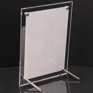 Customized Size Table Use Counter Artwork Display Stand A4 /A5/A6 Transparent Desktop Acrylic Sign Card Holder
