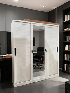 Armoire en acier à 3 portes coulissantes à motif imprimé, armoire en acier, armoire en acier, armoire avec miroir pour chambre à coucher - Product Image 2