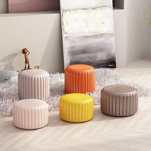 Taburete bajo de cuero pequeño, asiento suave, taburete para cambiar zapatos, mesa de café, PUF, banco para el hogar, sala de estar, sofá, habitación de <span class=keywords><strong>niños</strong></span>, esquina de lectura - Product Image 4