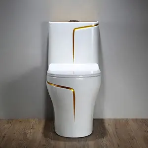 Nuevo estilo americano moderno 10 años de garantía Wc baño moderno 305mm Correa montado en el suelo cerámica sifónico al ras inodoro de una pieza