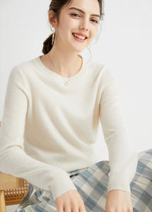 100% кашемировый свитер, Женский легкий однотонный вязаный свитер с круглым вырезом, повседневный теплый свитер с длинным рукавом для женщин - Product Image 2