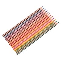 Crayons de couleur en plastique sans bois, 12 couleurs, crayons de coloriage pastel rayés, kit de papeterie pour étudiants, Lapis De Cor