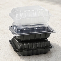 Boîtes d'emballage alimentaire transparentes noires et blanches de 8 pouces, style clamshell, sans BPA, contenants personnalisés pour restaurants à emporter
