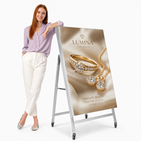 Écran d'affichage numérique LED pliable en forme de A avec contrôle par application, 4 roues, pas de pixel P1.25-P2.5, 1080p, utilisation en intérieur