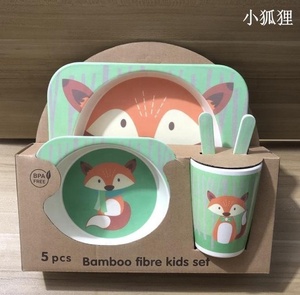 Ensemble de vaisselle pour enfants en fibre de <span class=keywords><strong>bambou</strong></span> hibou, 5 pièces, assiette pour <span class=keywords><strong>bébé</strong></span>, enfants, ensemble de dîner, écologique, ensemble de <span class=keywords><strong>repas</strong></span> pour enfants - Product Image 4