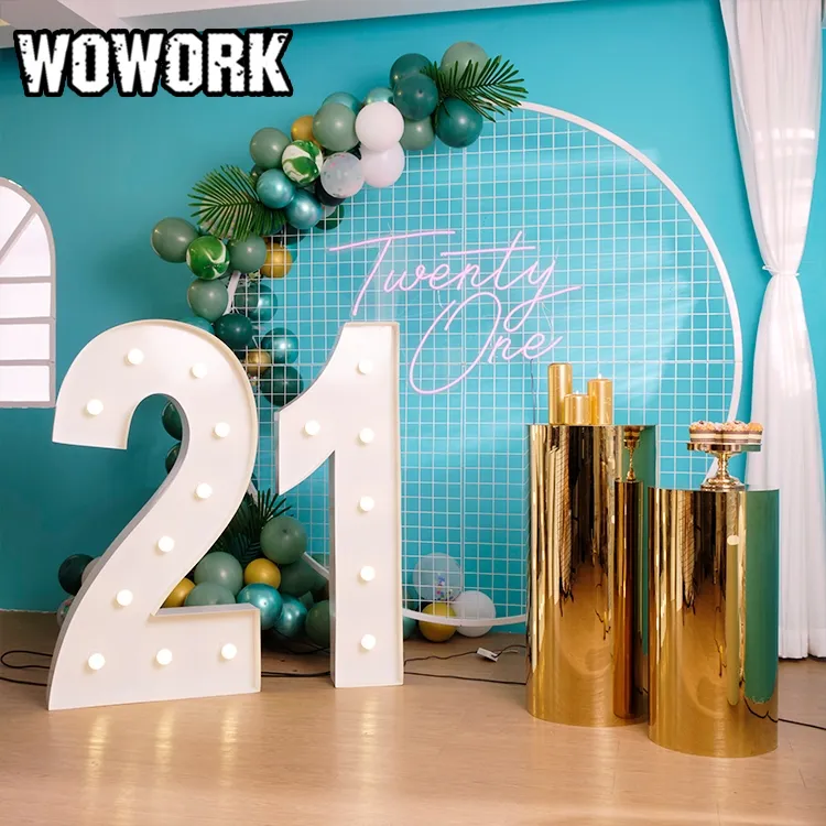 الإصدار الأحدث من WOWORK لعام 2022 لخلفيات حفلات الكريسماس باللون الأبيض والذهبي المقوس الشبكي للزينة الأخرى في حفلات الزفاف