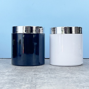 80ml 100ml 120ml 150ml 200ml 250ml 500ml 8oz PET Black White Cosmetic Cream <b>Jars</b> <b>Plastic</b> Body Scrub Container with Black Lids - Product Image 4