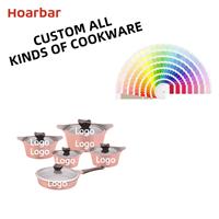 Ensembles d'ustensiles de cuisine mode coréenne 10 pièces casseroles et poêles en aluminium de haute qualité avec revêtement en céramique et marbre Style de conception classique