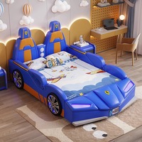 Children's 2025 Boy Car Themed Bunk Bed with Guardrail Storage Linen Upholstery-Comfortable for Living Room & Hotel Use