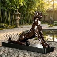 Sculpture de léopard en bronze massif sur mesure - Art animalier classique personnalisé, fabriqué sur commande