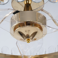 Ventilador de techo LED dorado personalizable de 22 ", candelabro de cristal de ahorro de energía, diseño de sala de estar tradicional moderno, Control remoto