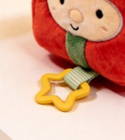 Verpackte Geschenkbox Plüschtier Stofftierpuppe Große Schleife Rot-Grünes Band Lächelndes Gesicht Kissen Festtagsgeschenk