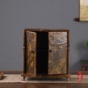 Purple Bamboo Rock Tea Cabinet Square Solid Wood Storage Display Shelf For Tea Set New Chinese Style Desktop Rack - Product Image 5