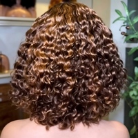 Perruque indienne Lace Front courte bob HD Water Wave marron, 100% cheveux humains, boucles lisses, commande en gros disponible