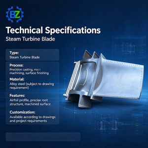 Baozon OEM Rotor à pales creuses à film de refroidissement, type Fir-tree Root, 1300-1600°C, certifié TUV, classe F/H, HP, garantie 1 an pour centrale électrique - Product Image 2