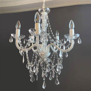 Wholesale Decorative Lamp <b>Leaf</b> Flower 5 <b>Lights</b> Shaded Chandelier for Bedroom Living Room Small Gold Crystal Chandelier - Product Image 1