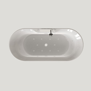 Bañera de <span class=keywords><strong>Hidromasaje</strong></span> Ovalada de Acrílico Independiente con Diseño de Encaje a Rayas, Bañera de Masaje con Burbujas para Baño - Product Image 4