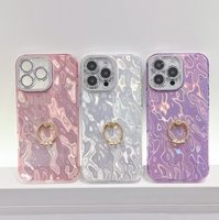 Anneau de doigt de luxe plume Grain étui pour Iphone 17 Air 16 Plus 15 Pro Max 14 13 Bling placage IMD couverture caméra lentille protecteur